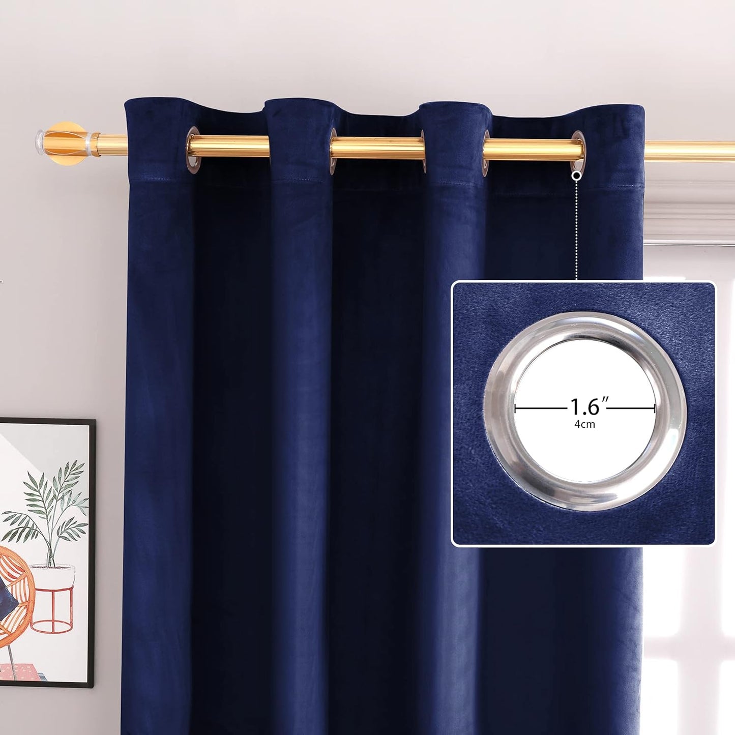 Super Soft Luxury Velvet Curtains for Living Room Light Blocking Velvet Curtain Panels Privacy Grommet Window Drapes for Bedroom/Sliding Glass Door, 2 Panels (Navy, 52W*84L)