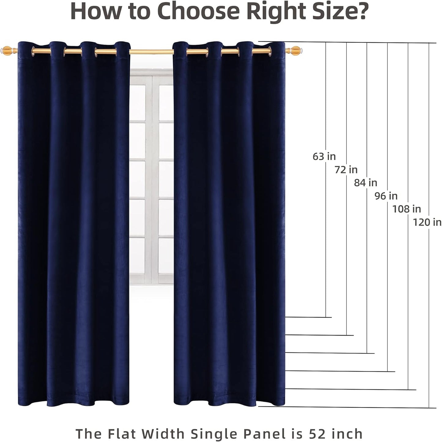 Super Soft Luxury Velvet Curtains for Living Room Light Blocking Velvet Curtain Panels Privacy Grommet Window Drapes for Bedroom/Sliding Glass Door, 2 Panels (Navy, 52W*84L)