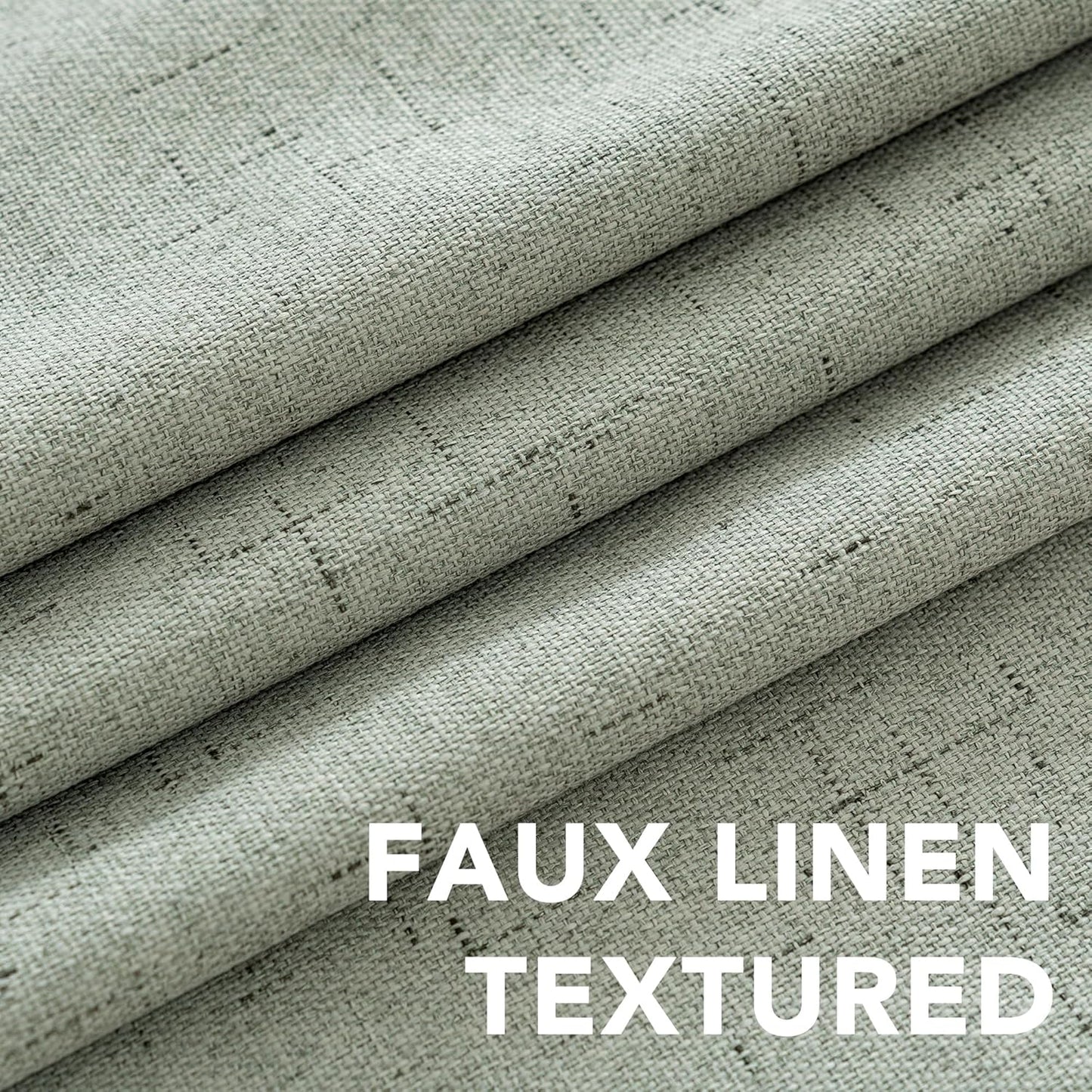Linen Blackout Curtains Durable Thick Textured Linen Look 100% Blackout Patio Door Curtain anti Rust Grommet Extra Wide Sliding Door Curtain Panel, W100 X L84 Inch - Sage