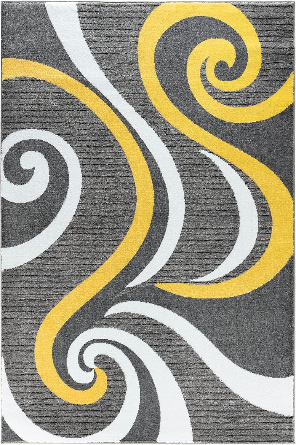 Modern Area Rug Swirls Carpet Bedroom Living Room Contemporary Dining Accent Sevilla Collection 4817A (Yellow, 4X6)