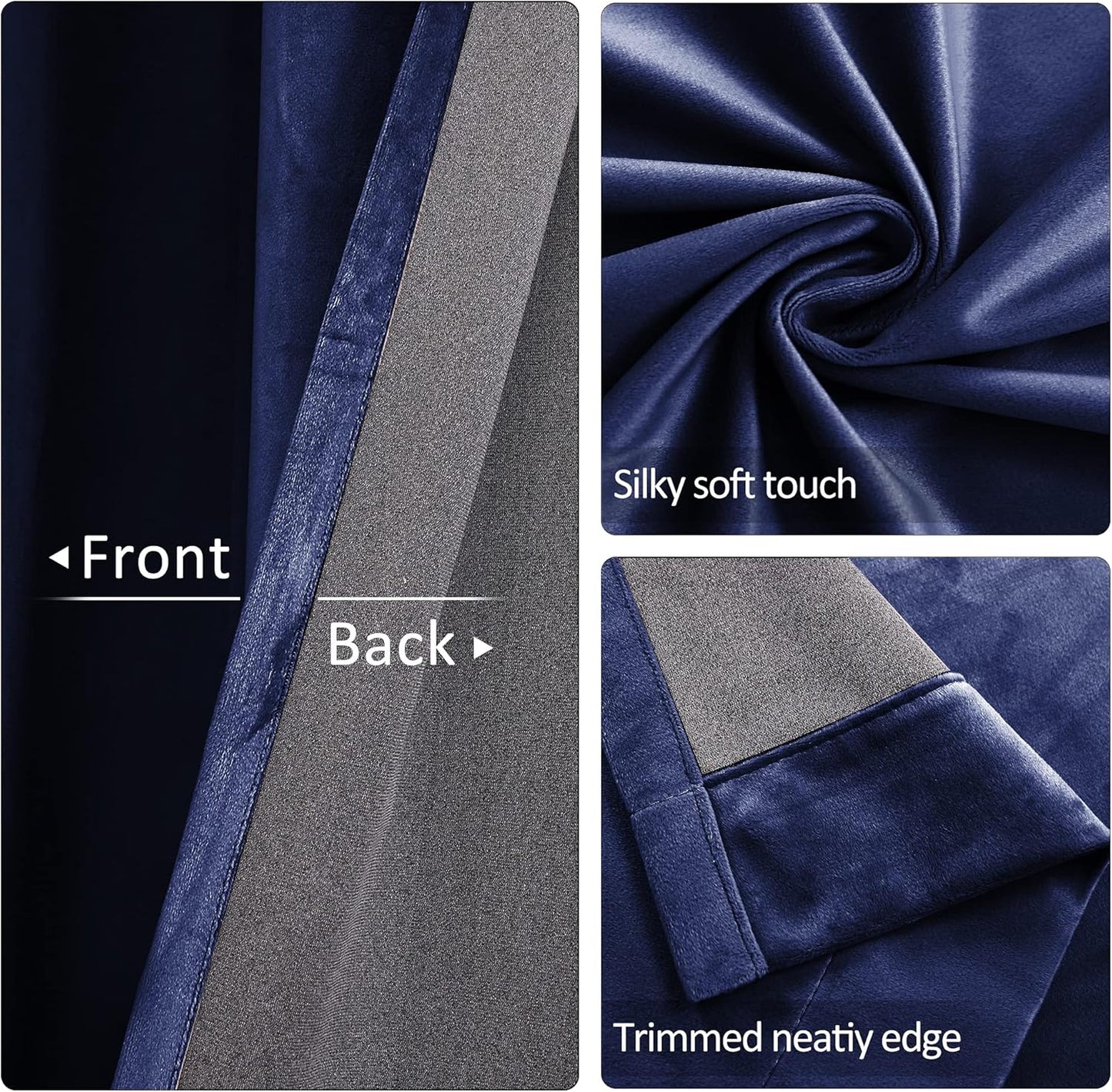 Super Soft Luxury Velvet Curtains for Living Room Light Blocking Velvet Curtain Panels Privacy Grommet Window Drapes for Bedroom/Sliding Glass Door, 2 Panels (Navy, 52W*84L)