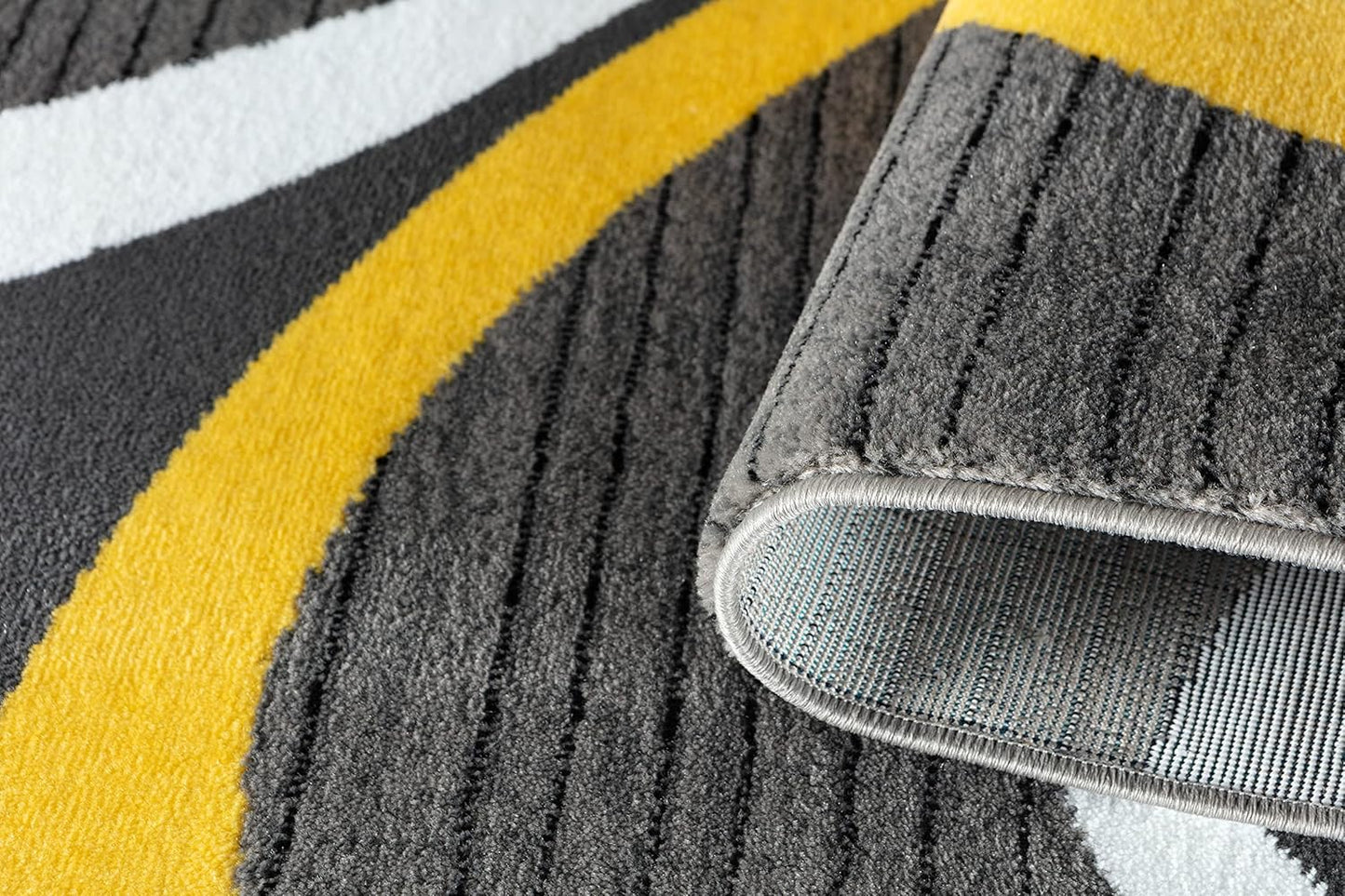 Modern Area Rug Swirls Carpet Bedroom Living Room Contemporary Dining Accent Sevilla Collection 4817A (Yellow, 4X6)