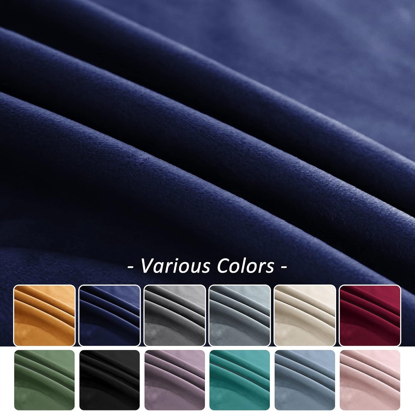 Super Soft Luxury Velvet Curtains for Living Room Light Blocking Velvet Curtain Panels Privacy Grommet Window Drapes for Bedroom/Sliding Glass Door, 2 Panels (Navy, 52W*84L)