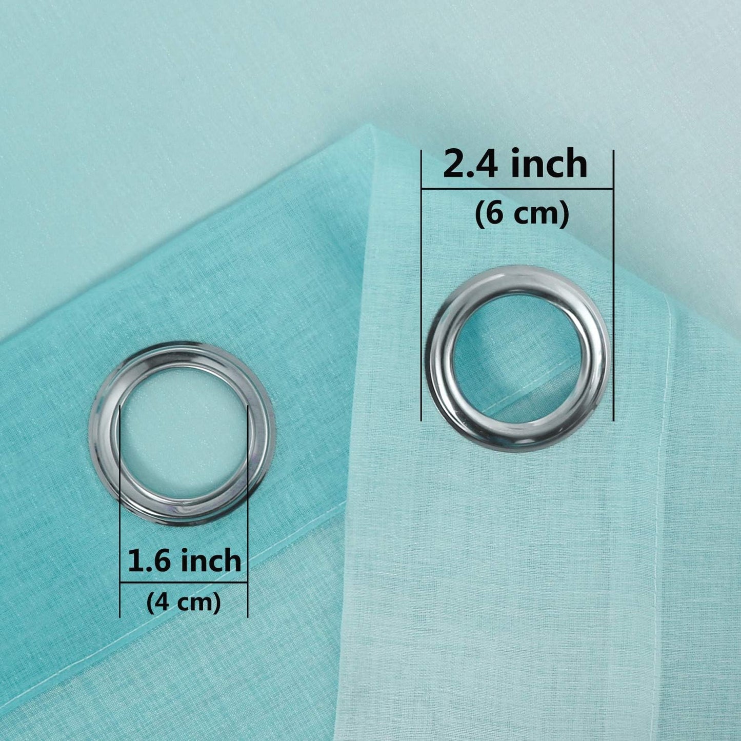 Faux Linen Ombre Sheer Curtains - Semi Voile Gradient Sheer Curtains Bedroom and Living Room Drapes, Set of 2 Grommet Top Window Curtain Panels, 52 X 54 Inch Length, Teal