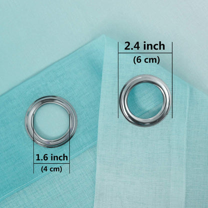 Faux Linen Ombre Sheer Curtains - Semi Voile Gradient Sheer Curtains Bedroom and Living Room Drapes, Set of 2 Grommet Top Window Curtain Panels, 52 X 54 Inch Length, Teal