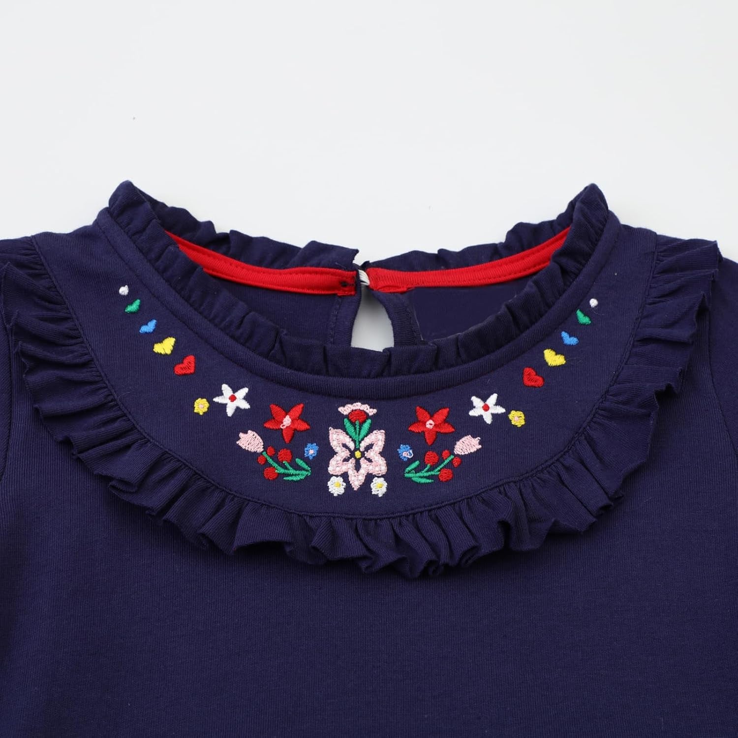 Girls Cotton Long Sleeve Casual Cartoon Appliques Striped Jersey Dresses