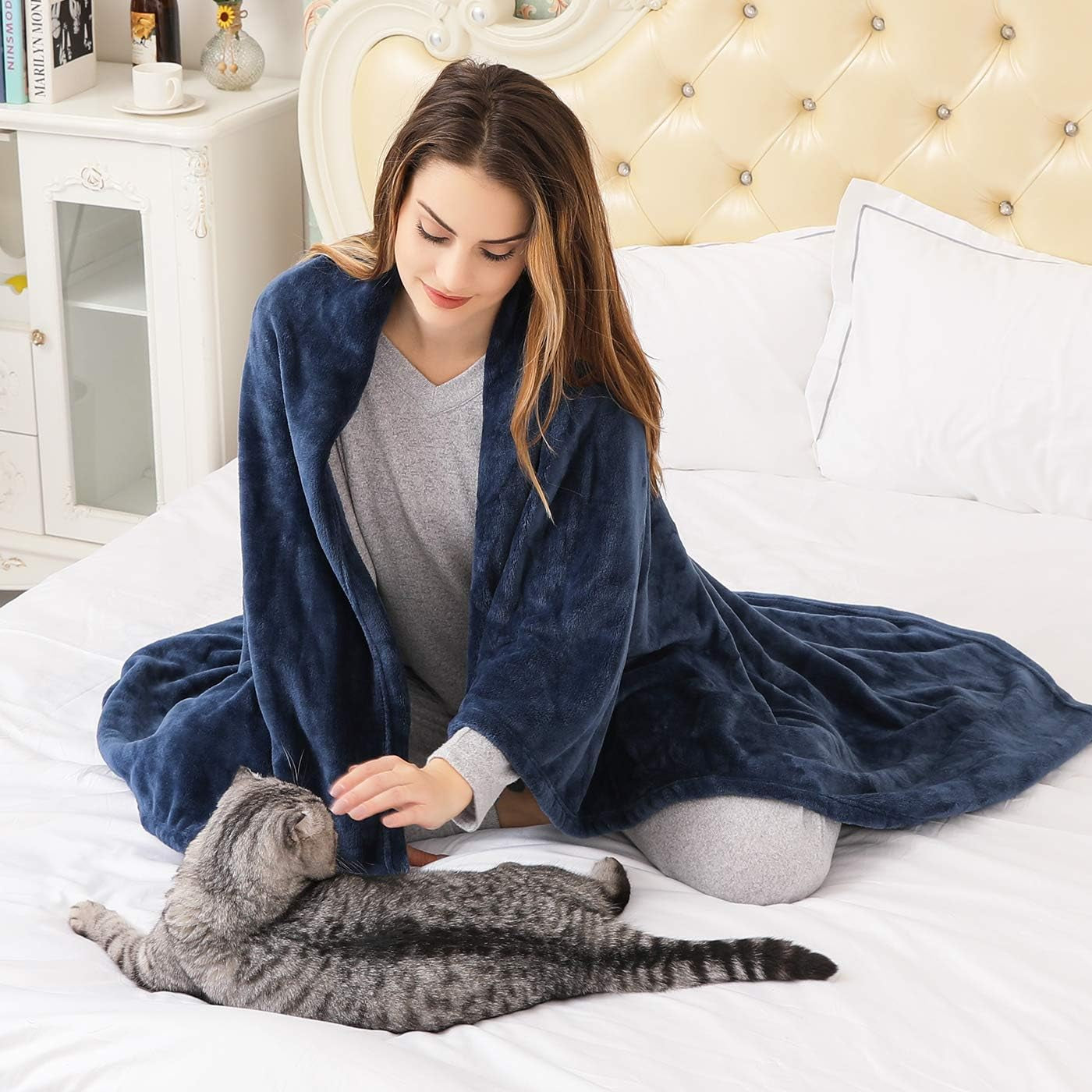 Fleece Blanket Throw Size Navy Lightweight Super Soft Cozy Luxury Bed Blanket Microfiber Factory Shop