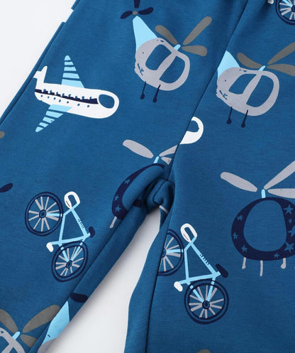 2 Pack Boys Drawstring Sweatpants Cute Pattern Cotton Sport Jogger Pants