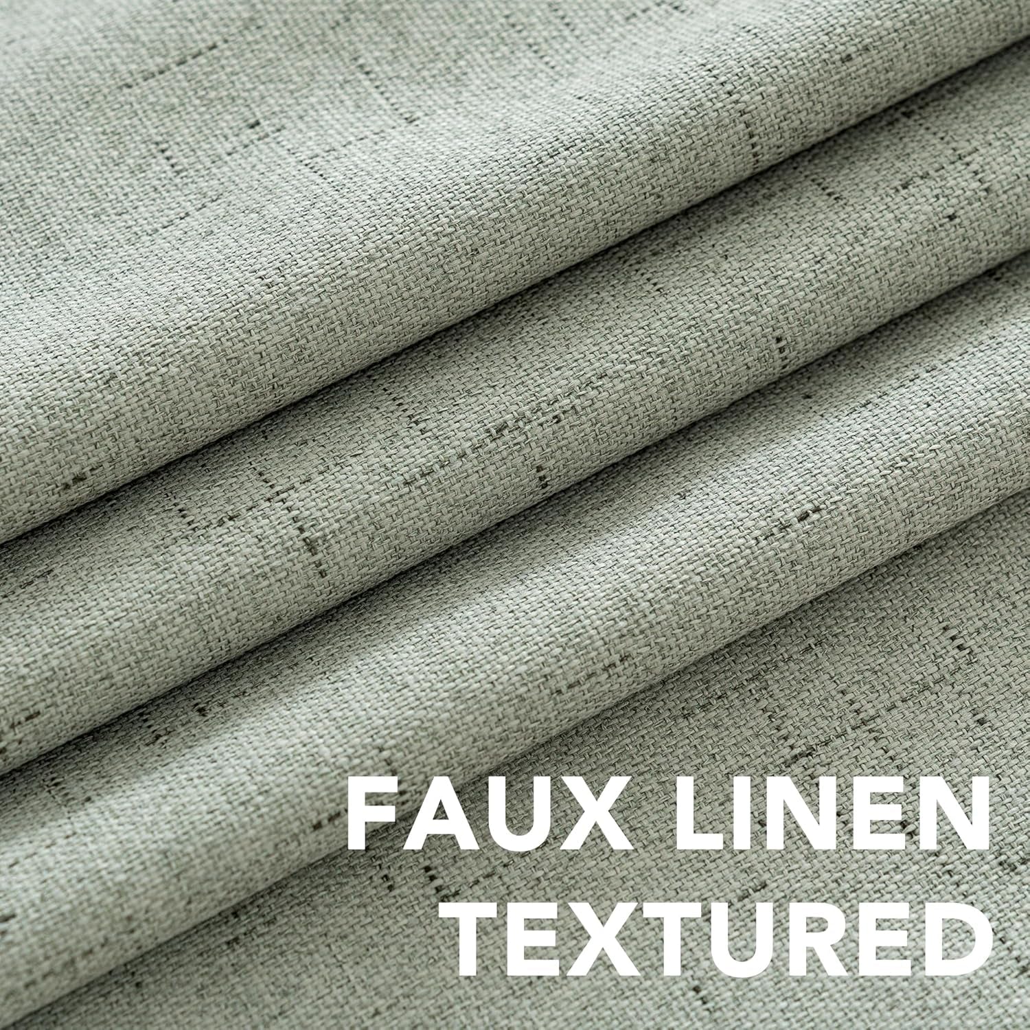 Linen Blackout Curtains Durable Thick Textured Linen Look 100% Blackout Patio Door Curtain anti Rust Grommet Extra Wide Sliding Door Curtain Panel, W100 X L84 Inch - Sage