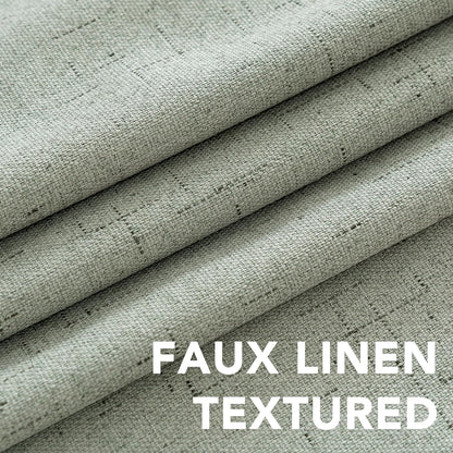 Linen Blackout Curtains Durable Thick Textured Linen Look 100% Blackout Patio Door Curtain anti Rust Grommet Extra Wide Sliding Door Curtain Panel, W100 X L84 Inch - Sage