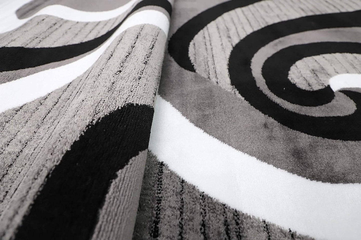 Area Rug 2X3 Grey Door Mat Modern Swirls Carpet Bedroom Living Room Contemporary Dining Accent Sevilla Collection 4817