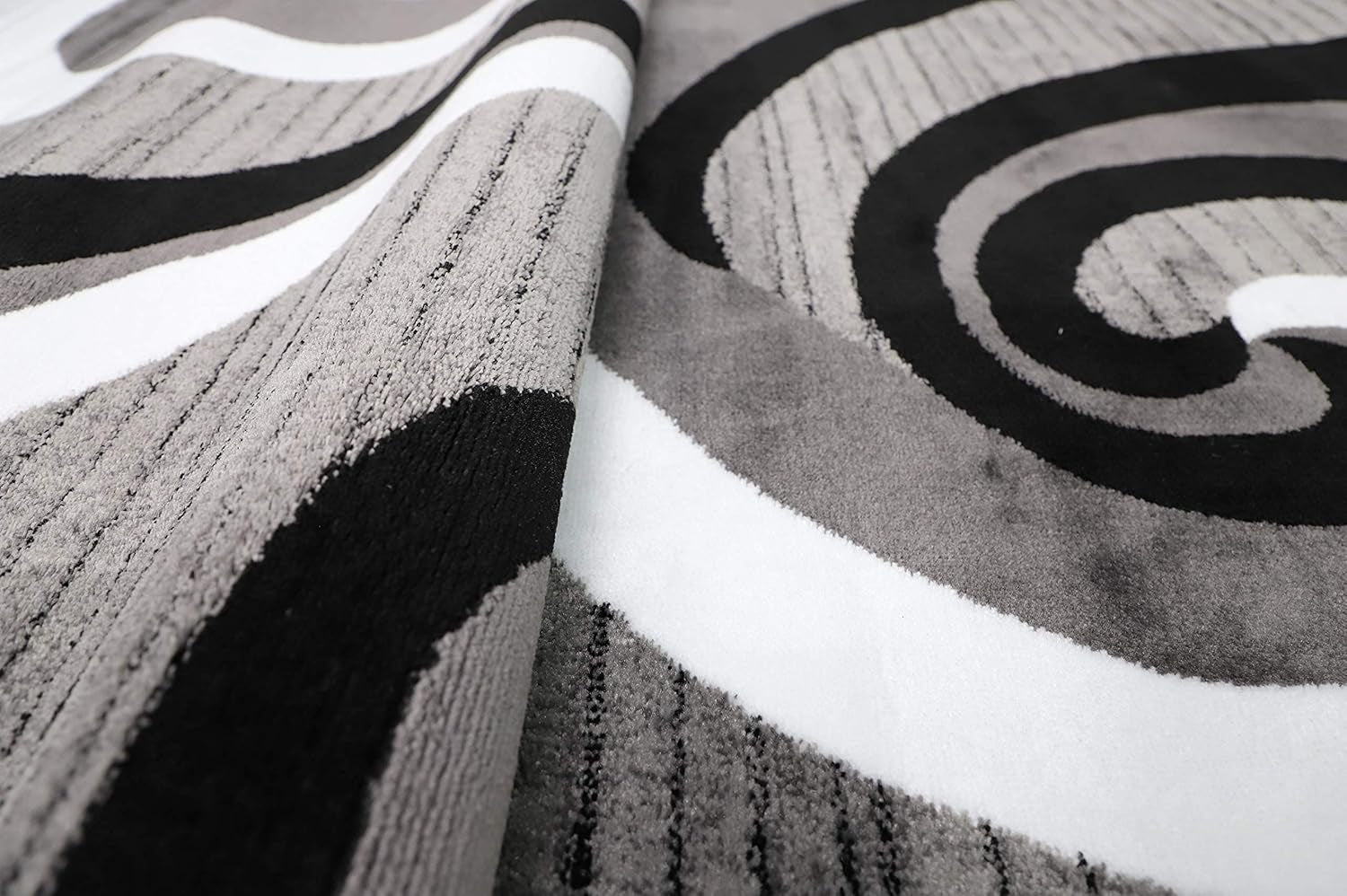 Area Rug 2X3 Grey Door Mat Modern Swirls Carpet Bedroom Living Room Contemporary Dining Accent Sevilla Collection 4817