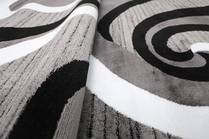 Area Rug 2X3 Grey Door Mat Modern Swirls Carpet Bedroom Living Room Contemporary Dining Accent Sevilla Collection 4817