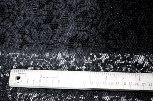 EMBROIDERED 3D FLORAL LACE ULTRA SOFT FABRIC BLACK 55" WIDE by the YARD