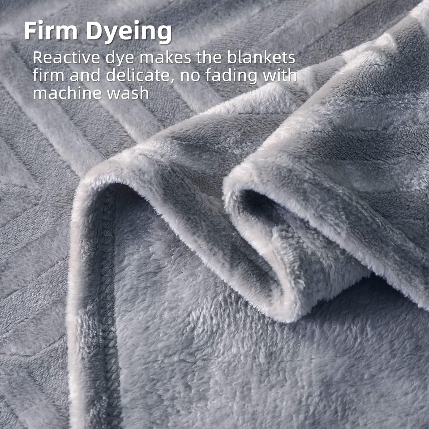 Flannel Fleece King Size Bed Blanket, Lightweight Breathable Soft Bedspread Plush Fluffy Coverlet Chevron Design Decorative Blanket for All Season, 90X104 Inch, Silver Grey