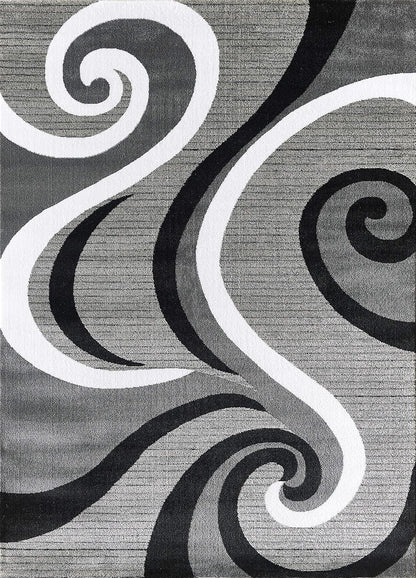 Area Rug 2X3 Grey Door Mat Modern Swirls Carpet Bedroom Living Room Contemporary Dining Accent Sevilla Collection 4817