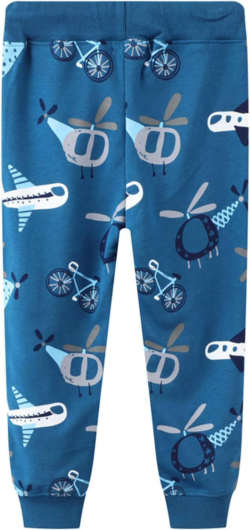 2 Pack Boys Drawstring Sweatpants Cute Pattern Cotton Sport Jogger Pants