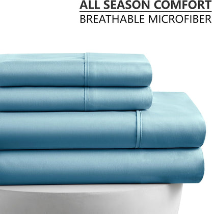 California King Sheet Set - Ultra Soft Microfiber 16-Inch Deep Pocket Bed Sheets - Breathable, Wrinkle and Fade Resistant, Easy Care - 4 Piece Set (Cal King, Aqua Blue)