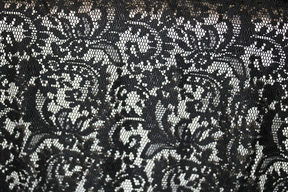 EMBROIDERED 3D FLORAL LACE ULTRA SOFT FABRIC BLACK 55" WIDE by the YARD