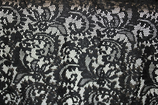 EMBROIDERED 3D FLORAL LACE ULTRA SOFT FABRIC BLACK 55" WIDE by the YARD