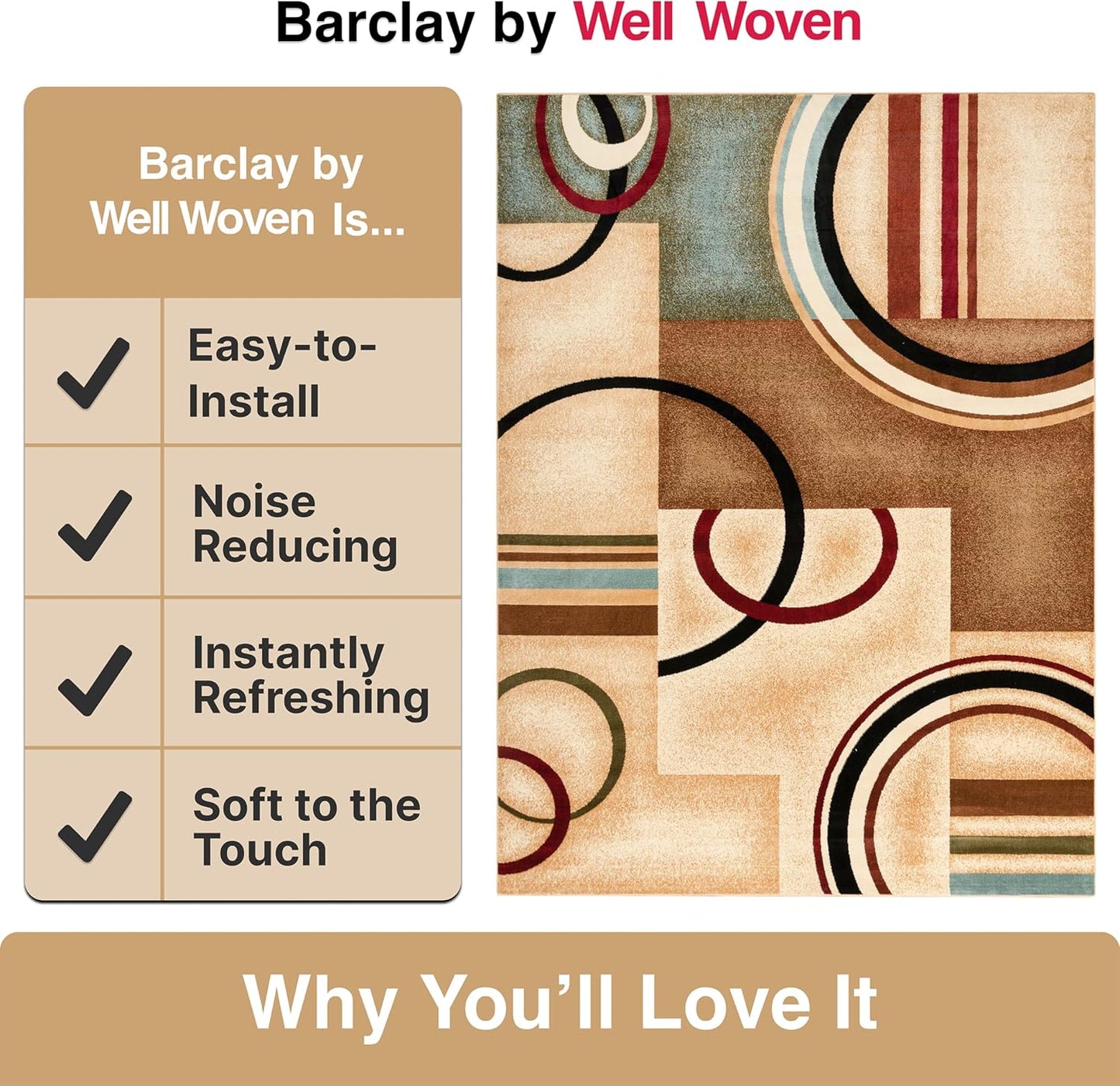 Barclay Arcs & Shapes Ivory Modern Geometric 5'3" X 7'3" Area Rug