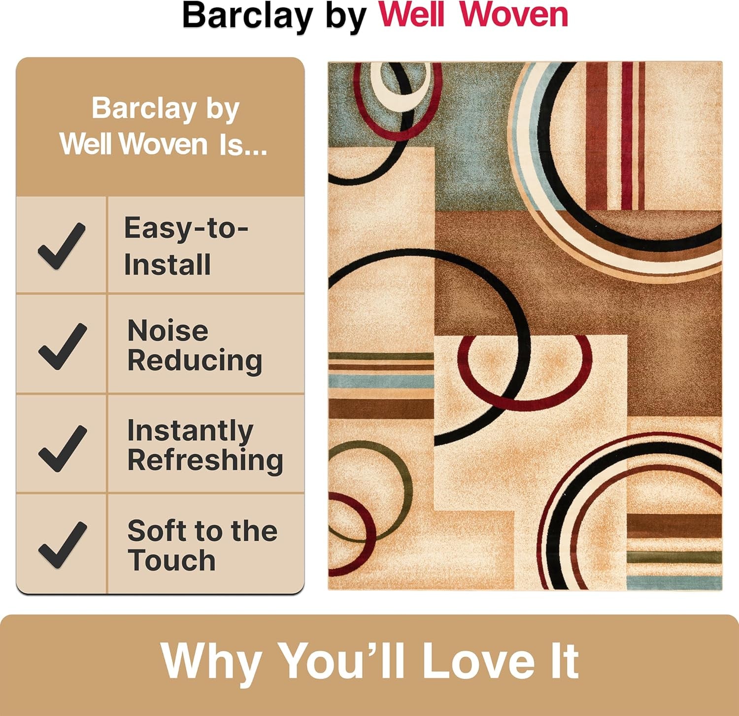 Barclay Arcs & Shapes Ivory Modern Geometric 5'3" X 7'3" Area Rug