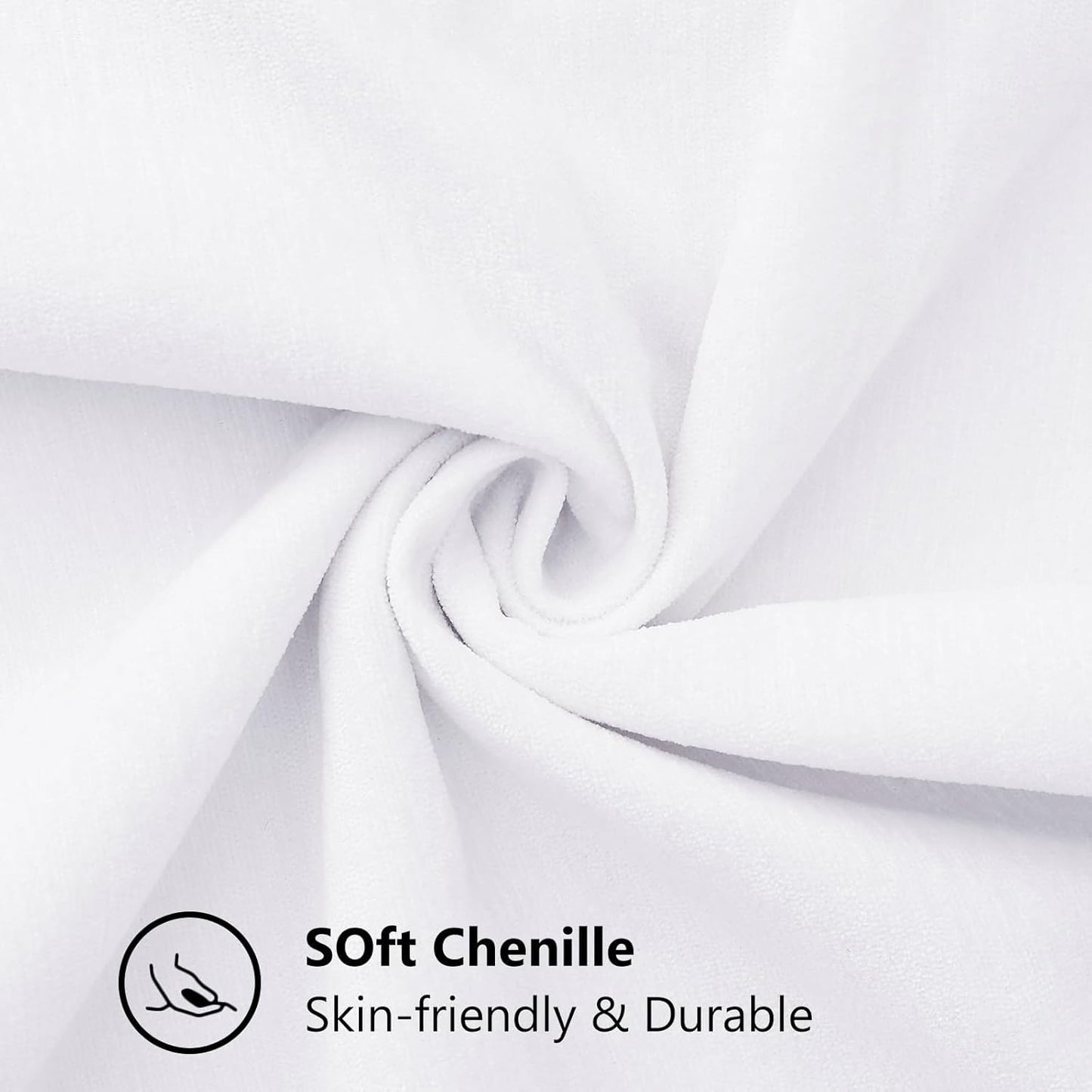 Chenille Soft Throw Pillow Covers 26X26 Set of 2, Farmhouse Velvet Neutral Decorative Pillow Covers with Stitched Edge for Couch Sofa Bed Home Decor, White