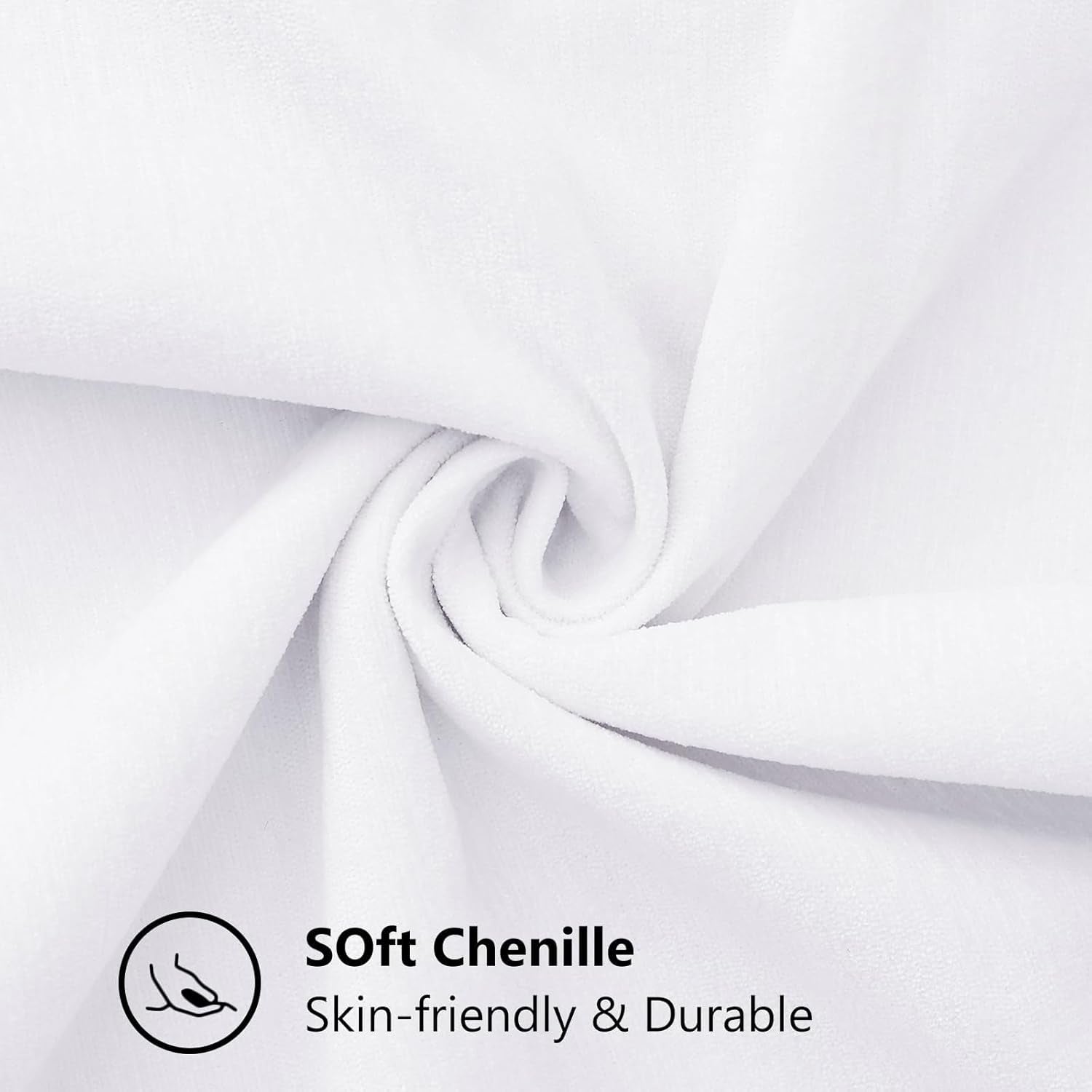 Chenille Soft Throw Pillow Covers 26X26 Set of 2, Farmhouse Velvet Neutral Decorative Pillow Covers with Stitched Edge for Couch Sofa Bed Home Decor, White