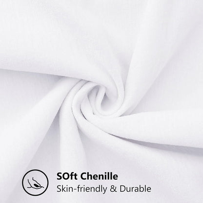 Chenille Soft Throw Pillow Covers 26X26 Set of 2, Farmhouse Velvet Neutral Decorative Pillow Covers with Stitched Edge for Couch Sofa Bed Home Decor, White