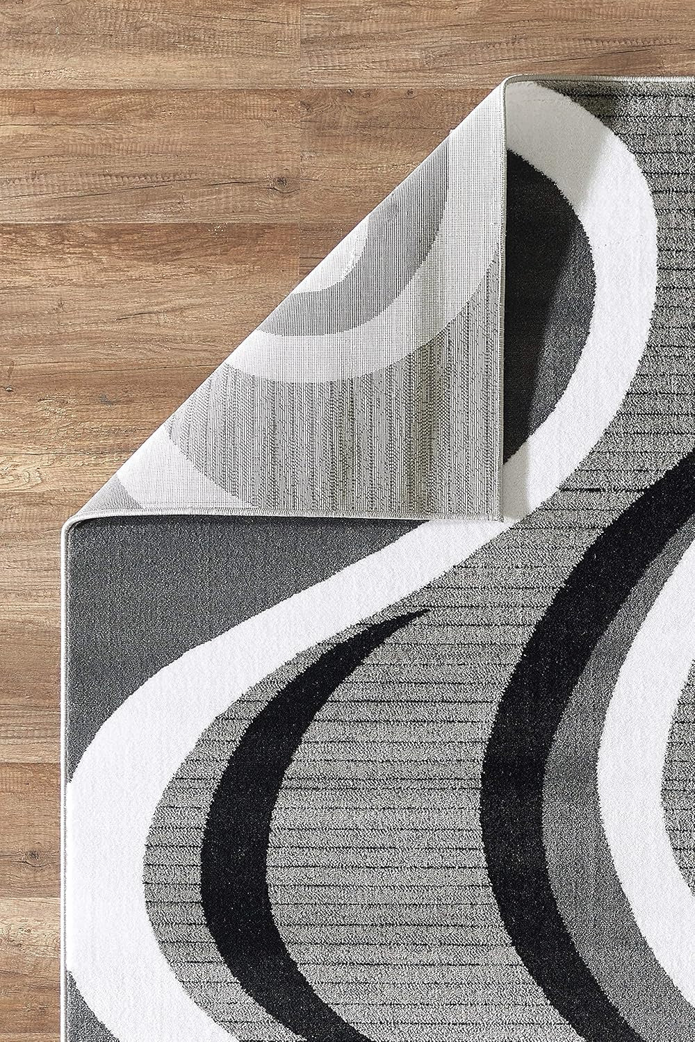 Area Rug 2X3 Grey Door Mat Modern Swirls Carpet Bedroom Living Room Contemporary Dining Accent Sevilla Collection 4817
