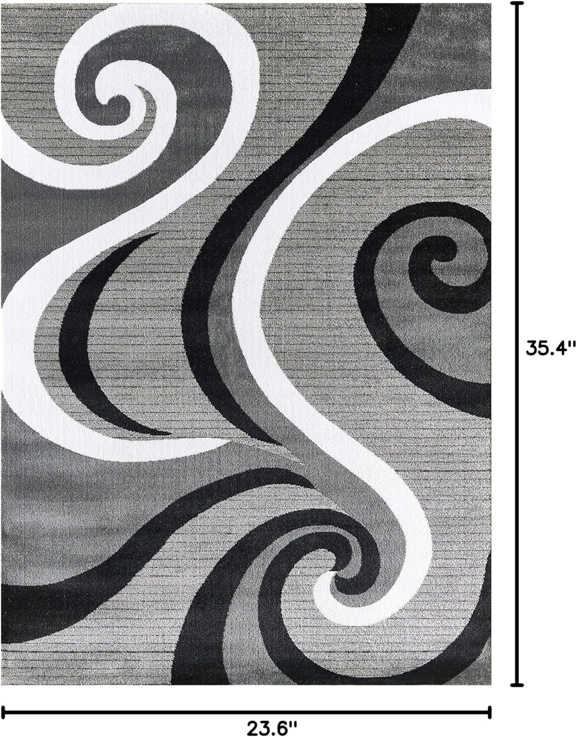 Area Rug 2X3 Grey Door Mat Modern Swirls Carpet Bedroom Living Room Contemporary Dining Accent Sevilla Collection 4817