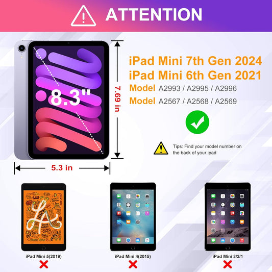 Case for Ipad Mini 7 (A17 Pro) 2024 / Ipad Mini 6 2021 8.3 Inch with Pencil Holder, Multi-Angle Magnetic Standing Cover for Ipad Mini 7Th/6Th Generation [Auto Wake/Sleep], Rose Gold