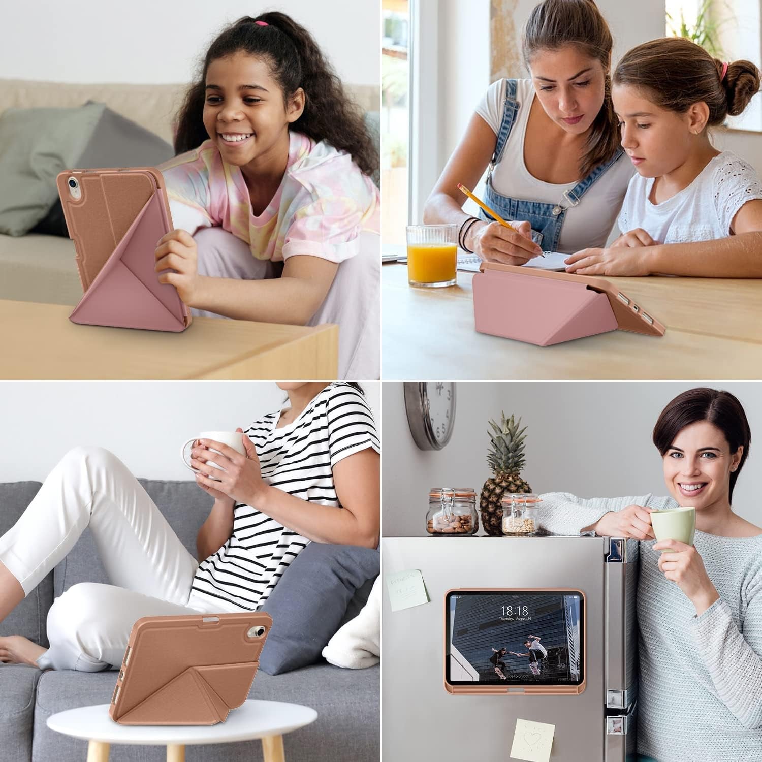 Case for Ipad Mini 7 (A17 Pro) 2024 / Ipad Mini 6 2021 8.3 Inch with Pencil Holder, Multi-Angle Magnetic Standing Cover for Ipad Mini 7Th/6Th Generation [Auto Wake/Sleep], Rose Gold