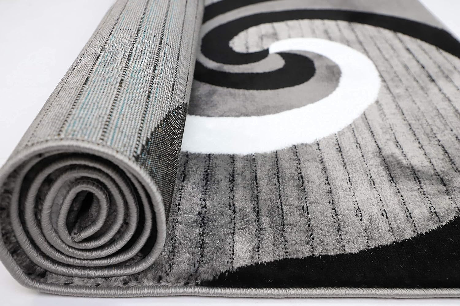 Area Rug 2X3 Grey Door Mat Modern Swirls Carpet Bedroom Living Room Contemporary Dining Accent Sevilla Collection 4817