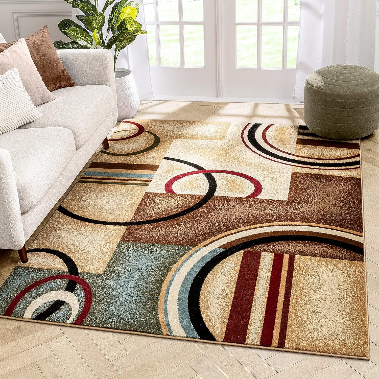Barclay Arcs & Shapes Ivory Modern Geometric 5'3" X 7'3" Area Rug