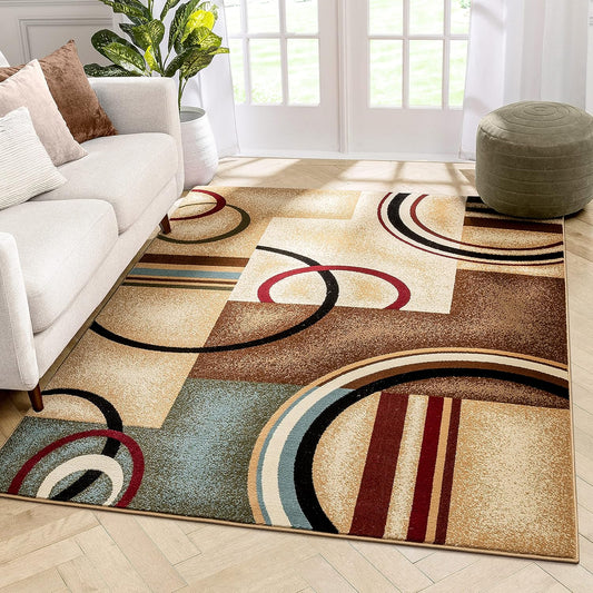 Barclay Arcs & Shapes Ivory Modern Geometric 5'3" X 7'3" Area Rug