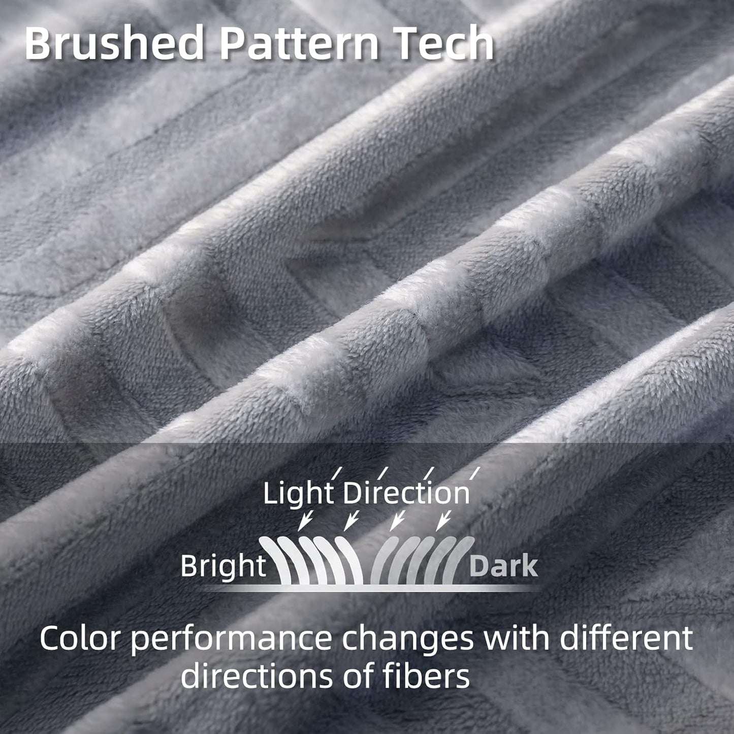 Flannel Fleece King Size Bed Blanket, Lightweight Breathable Soft Bedspread Plush Fluffy Coverlet Chevron Design Decorative Blanket for All Season, 90X104 Inch, Silver Grey