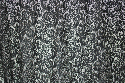 EMBROIDERED 3D FLORAL LACE ULTRA SOFT FABRIC BLACK 55" WIDE by the YARD