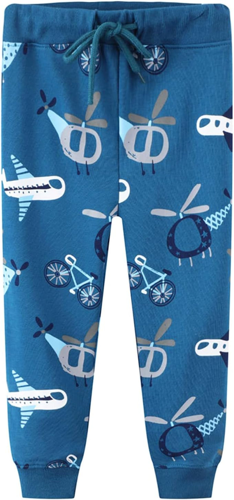 2 Pack Boys Drawstring Sweatpants Cute Pattern Cotton Sport Jogger Pants