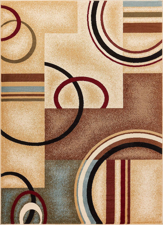 Barclay Arcs & Shapes Ivory Modern Geometric 5'3" X 7'3" Area Rug
