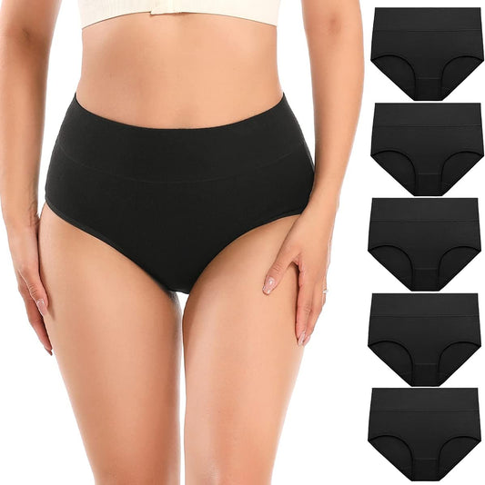 Women'S Underwear Cotton High Waist Briefs Full Coverage Soft Breathable Ladies Pantie