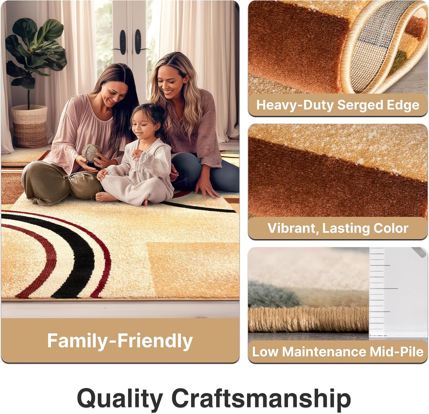 Barclay Arcs & Shapes Ivory Modern Geometric 5'3" X 7'3" Area Rug