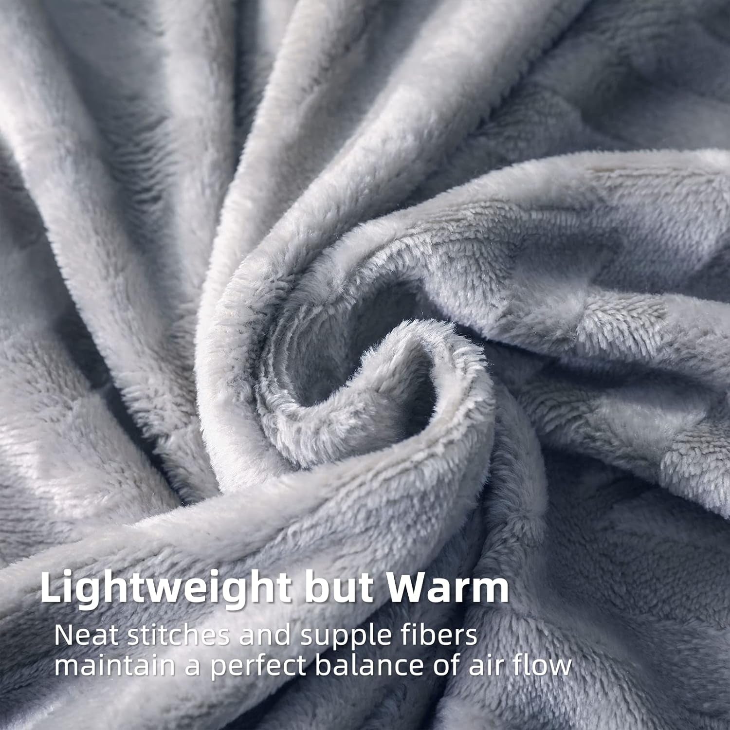 Flannel Fleece King Size Bed Blanket, Lightweight Breathable Soft Bedspread Plush Fluffy Coverlet Chevron Design Decorative Blanket for All Season, 90X104 Inch, Silver Grey