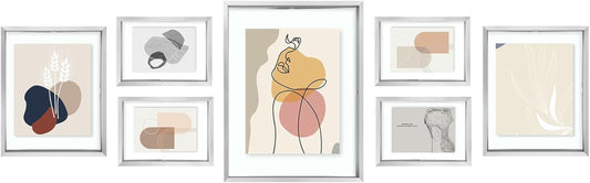 Silver Floating Picture Frame for 11X14, 2-8X10, 4-5X7 Photos, Metal, Modern or Contemporary, Wall Mount